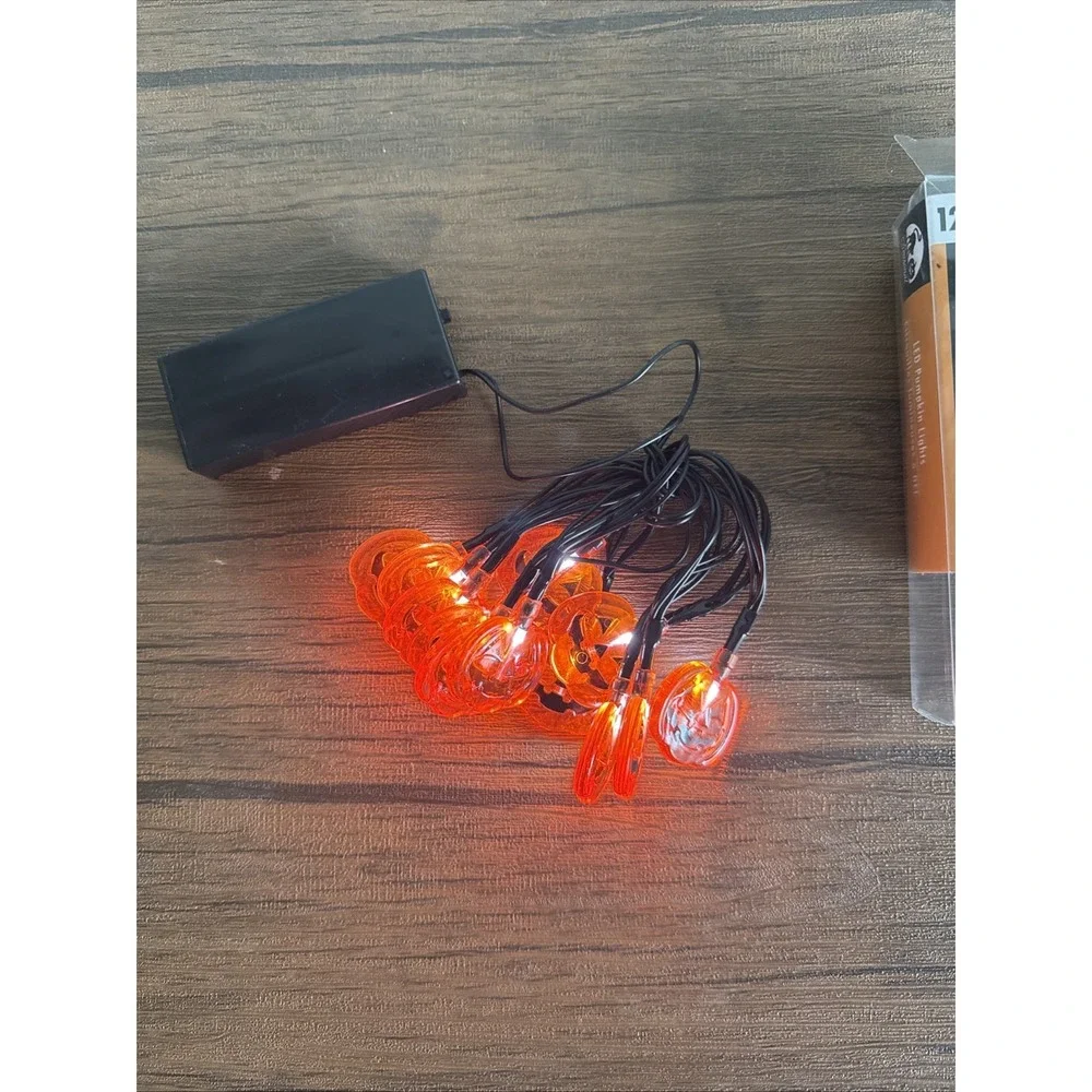 (2) HALLOWEEN String LED PUMPKIN 🎃 Fairy LIGHTS 12 Lights 4.3 Feet Lot of 2